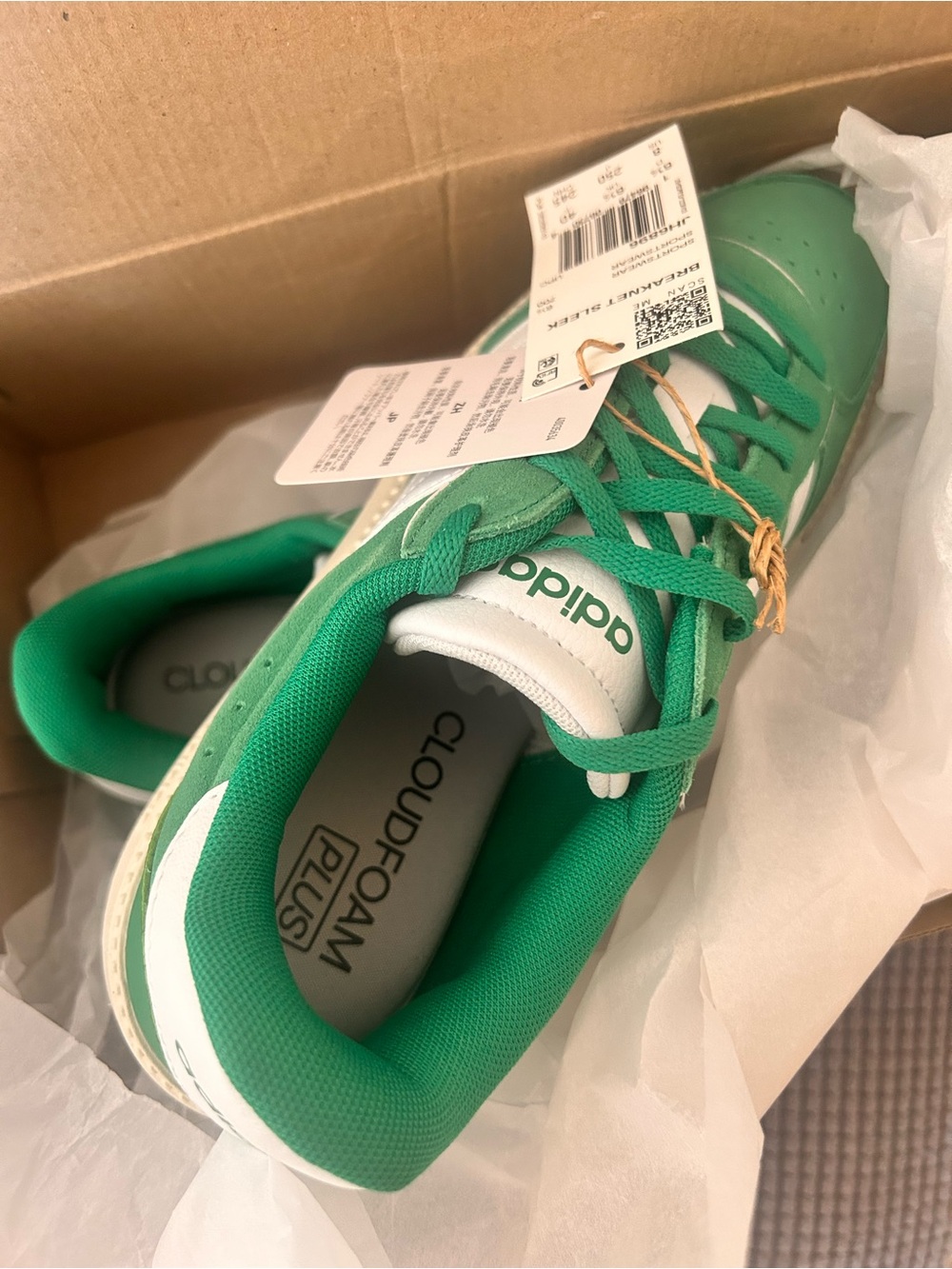 adidas Breaknet Sleek Green & White Sneakers